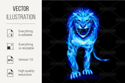 Blue fire lion