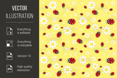 Seamless ladybug pattern