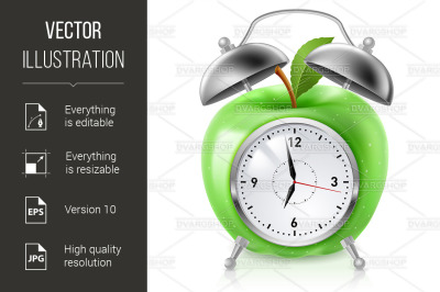 Green apple alarm clock