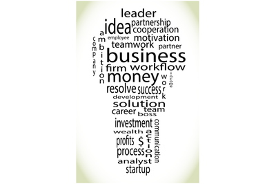 Wordcloud business lightbulb colorful