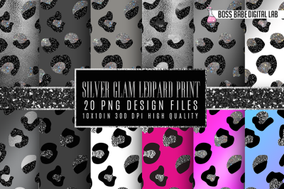 20 Silver Glam Leopard Print Patterns
