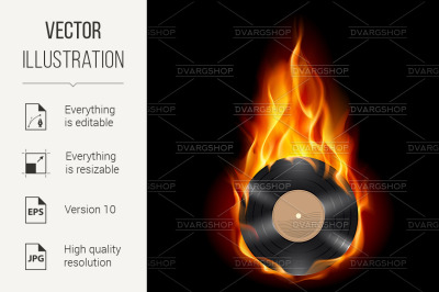 Vinyl record burning symbol