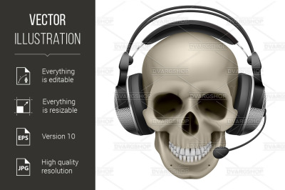 Skull with headphones