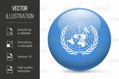 Round glossy icon of United Nations