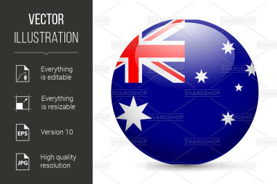 Round glossy icon of Australia