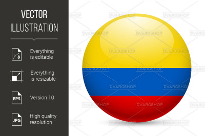 Round glossy icon of Colombia