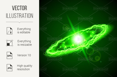 Ring lightening in green hues on dark background