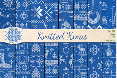 Knitted Christmas seamless patterns