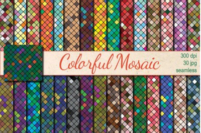 Colorful Mosaic seamless patterns