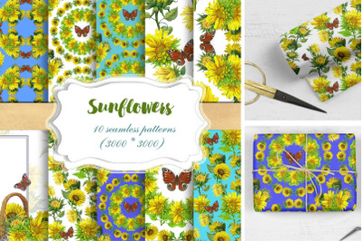 Sunflowers Seamless Patterns