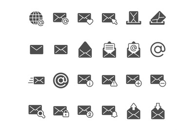 Mail envelope silhouette icon. Email inbox messages, office mailbox an