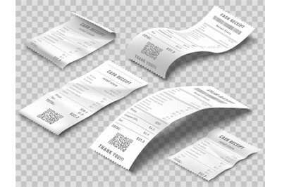 Isometric receipts bill. Printed billing receipt, payment bills and fi