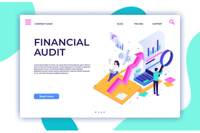 Financial audit landing page. Tax management, business consultant serv