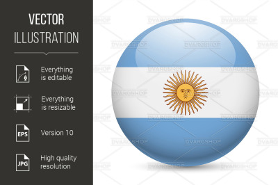 Round glossy icon of Argentina