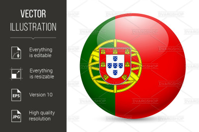 Round glossy icon of Portugal