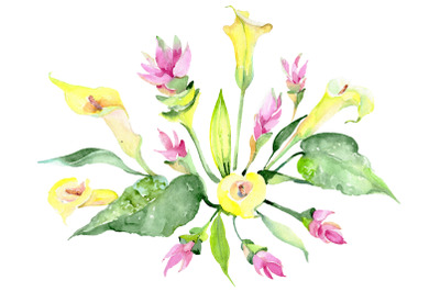 Bouquet glowing heart watercolor png