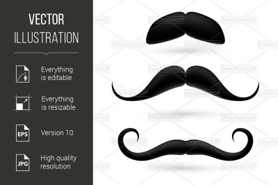 A set of three moustache