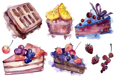 Dessert fruit tale watercolor png