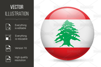 Round glossy icon of Lebanon