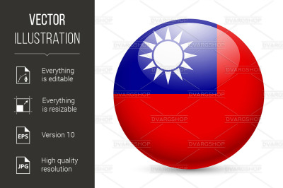 Round glossy icon of Taiwan