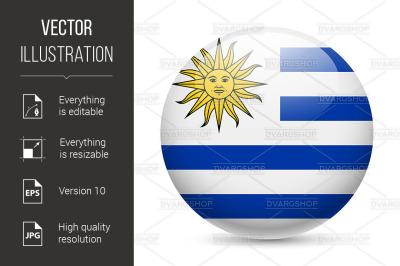 Round glossy icon of Uruguay