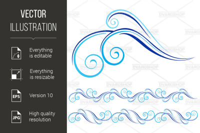 Abstract blue flora design element.