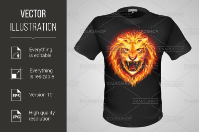 Male t-shirt with lion print.