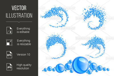 Abstract shapes made of water bubbles