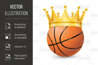 Gold crown on a basketball bal