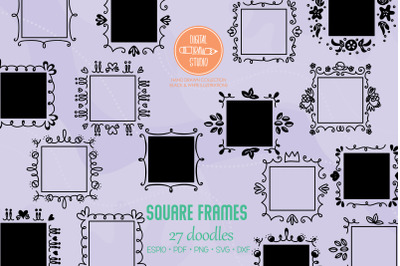 Square Doodle Frames | Hand Drawn Monogram Border