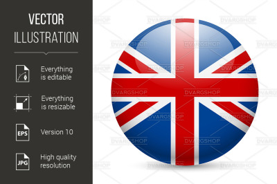 Round glossy icon of Great Britain