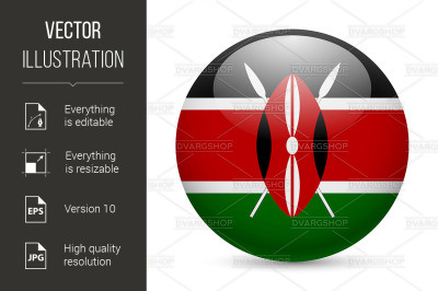 Round glossy icon of Kenya