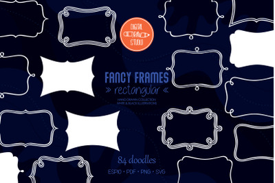 Fancy White Rectangular Frames | Hand Drawn Border Monogram