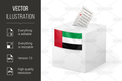 Ballot box with voting paper. United Arab Emirates