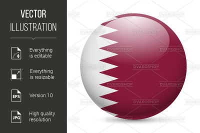 Round glossy icon of Qatar