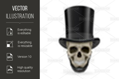 Human skull with beard and hat on