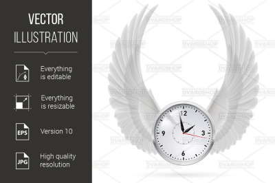 White clock. White wings.