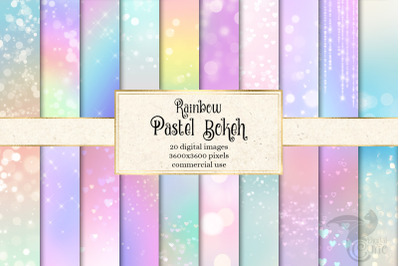 Rainbow Pastel Bokeh Digital Paper