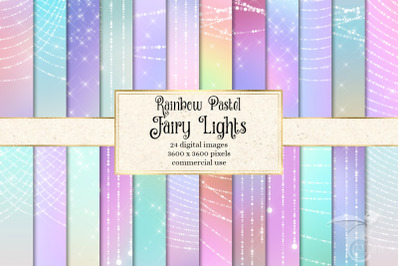 Rainbow Pastel Fairy Lights Digital Paper