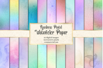 Rainbow Pastel Watercolor Digital Paper