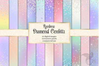 Rainbow Diamond Confetti Digital Paper