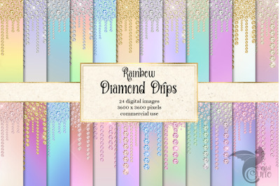 Rainbow Diamond Drips Digital Paper