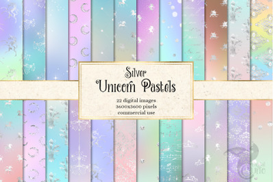 Silver Unicorn Pastel Digital Paper