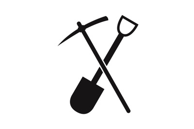 Pickaxe and shovel icon