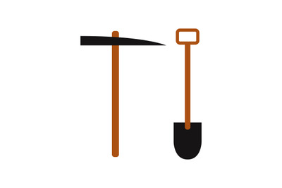 Pickaxe and shovel icon