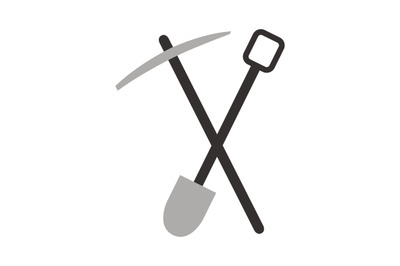 Pickaxe and shovel icon