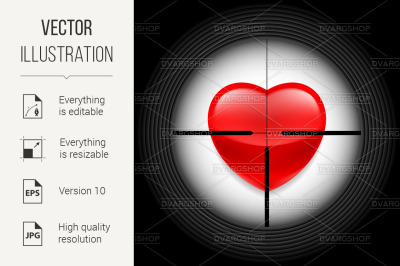 Heart in rifle sight