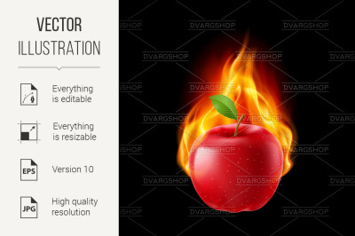 Red apple in the fire