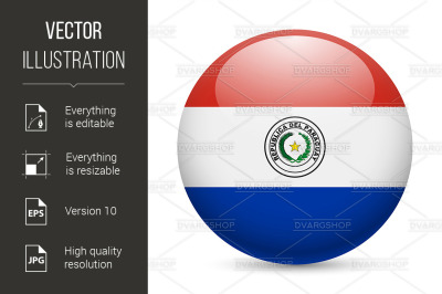 Round glossy icon of Paraguay