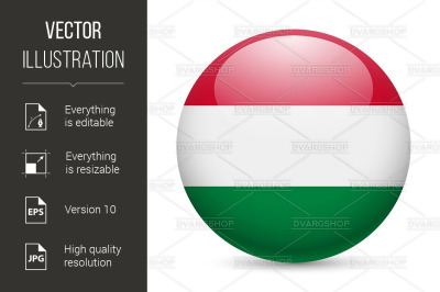 Round glossy icon of Hungary